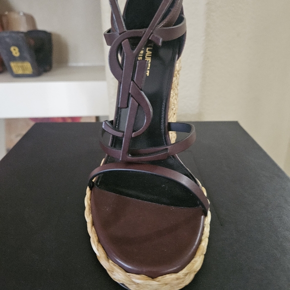 Saint Laurent Cassandra 105 Wedge Sandals - Picture 9 of 10